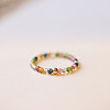 Natural Rainbow Tourmaline Round Beaded Finger Rings WGDC3AE-02-1