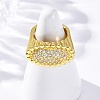 Brass Micro Pave Clear Cubic Zirconia Cuff Rings for Women RJEW-Q009-02G-1