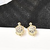 Tortoise Brass Micro Pave Clear Cubic Zirconia Stud Earrings EJEW-A135-03G-1