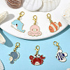 6Pcs Ocean Theme Alloy Enamel Pendant Decoration HJEW-YW00102-4