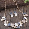 Flat Round & Oval & Square Zinc Alloy Enamel Pendant Necklaces & Stud Earrings Sets WG42338-04-2