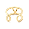 Clear Cubic Zirconia Initial Letter Open Cuff Ring RJEW-A012-01G-V-3