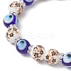 Handmade Flower Printed Porcelain Ceramic & Handmade Lampwork Evil Eye Beads Stretch Bracelets for Women BJEW-JB12105-01-3