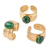 Oval Natural Malachite Finger Rings RJEW-Z057-12G-03-4