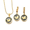 304 Stainless Steel Enamel Pendant Necklaces & Hoop Earring Set for Women SJEW-C007-03G-01-5