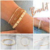 3Pcs 3 Styles 304 Stainless Steel Paperclip Chain Bracelets & Glass Seed Bead Stretch & Slider Bracelets for Women SL8246-1-2