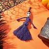 Halloween Cotton Threads Tassel & Synthetic Turquoise Skull Pendant Decorations HJEW-JM03757-02-1