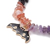 Natural South Red Agate & Amethyst & Obsidian Chips Beaded Stretch Bracelets BJEW-TA00493-3