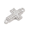 Cross Brass Micro Pave Clear Cubic Zirconia Connector Charms KK-P339-04P-2