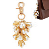 Flower Brass & ABS Plastic Imitation Pearl Pendant Decoration HJEW-PH02010-1