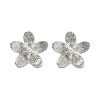 Rack Plating Flower Brass ABS Imitation Pearl Stud Earrings EJEW-M029-03P-1