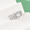 Brass Micro Pave Cubic Zirconia Adjustable Cuff Rings for Women RJEW-C129-04P-3