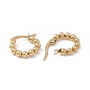 201 Stainless Steel Round Beaded Hoop Earrings with 304 Stainless Steel Pins for Women EJEW-B016-01A-G-2