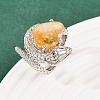Snake Natural Yellow Quartz Open Cuff Rings RJEW-K286-10P-01-2