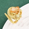 Snake Natural Yellow Quartz Open Cuff Rings RJEW-K286-10G-01-3