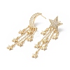 Clear Cubic Zirconia Moon & Star Asymmetrical Earrings EJEW-L261-001G-1