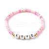 Polymer Clay Heishi Beads Stretch Bracelets Sets for Valentine's Day BJEW-JB06298-03-5