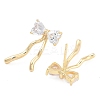 Bowknot Brass Pave Clear Cubic Zirconia Stud Earrings for Women EJEW-S216-02B-G-2