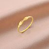 Hollow Out Kissing Fish 304 Stainless Steel Finger Rings for Women RJEW-G353-03G-1