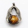 Vintage Natural Bezel Tiger Eye Pendants G-M038-03C-1