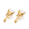 Heart 304 Stainless Steel Enamel Stud Earrings EJEW-T047-26G-B-1