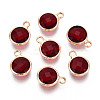 Golden Tone Brass Glass Charms X-GLAA-ZX008-24H-G-1