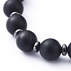 Natural Black Agate Beads Stretch Bracelets X-BJEW-JB05233-3