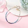 Natural Pearl Rice & Faceted Round Natural Kyanite & Apatite Beaded Anklets AJEW-AN00836-1