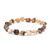 Natural Black Agate(Dyed) Round Beaded Stretch Bracelet BJEW-JB08197-07-1