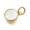 Brass & Natural Shell Flat Round Charms KK-D431-025A-01G-2