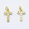 Brass Micro Pave Grade AAA Cubic Zirconia Charms ZIRC-P067-11G-T-NR-1