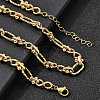 304 Stainless Steel Oval Textured Infinity Link Chain Necklaces for Women Men NJEW-K249-20A-G-3
