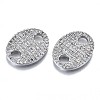 Brass Micro Pave Clear Cubic Zirconia Links Connectors KK-S061-87P-NR-1