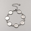 Flat Round Stainless Steel Link Chain Bracelet Making FIND-WH0161-44P-1
