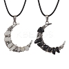 2Pcs 2 Styles Tibetan Style Alloy Moon Pendant Necklaces Set NJEW-JN04608-1