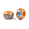 Flower Printed Opaque Acrylic Rondelle Beads SACR-S305-27-I02-3