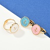 304 Stainless Steel Enamel Open Cuff Rings for Women RJEW-K301-06C-1