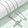 Christian Upside Down Cross & Star Alloy Pendant Pendant Twisted Chain Necklaces for Women NJEW-NH0001-03P-2