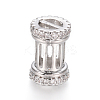 Hollow Brass Micro Pave Clear Cubic Zirconia Beads ZIRC-L085-53P-1