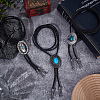 3Pcs 3 Styles Alloy Pave Resin Imitation Gemstone Flower Oval Pendant Bolo Tie Lariat Necklaces NJEW-CL0001-10-3