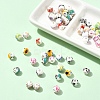 50Pcs 10 Colors Floral Printed Porcelain Beads PORC-YW0001-57-2
