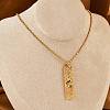 304 Stainless Steel Clear Cubic Zirconia Rectangle Constellation Pendant Necklaces for Women Men NJEW-S435-01G-J-2