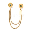 304 Stainless Steel Pave Dyed Synthetic Turquoise Hanging Chain Brooch JEWB-S021-04G-03-2