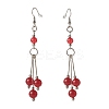 Natural Malaysia Jade Ball Beads Long Dangle Earring for Lady EJEW-JE04680-01-3