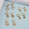 Clear Cubic Zirconia Padlock Drop Huggie Hoop Earrings EJEW-SW00005-06-4