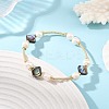 Natural Paua Shell & Potato Pearl Beaded Stretch Bracelets BJEW-JB14172-01-1