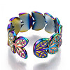 304 Stainless Steel Leaf Cuff Rings RJEW-N038-110M-4
