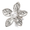 Flower Alloy Open Cuff Rings for Women RJEW-U028-01P-2