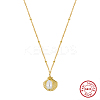 Summer Beach 925 Sterling Silver with Rice Natural Freshwater Pearl Shell Shaped Pendant Necklaces for Women NJEW-M097-01G-3