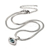 304 Stainless Steel Rhinestone Snake Chain Evil Eye Pendant Necklaces NJEW-K273-02P-3